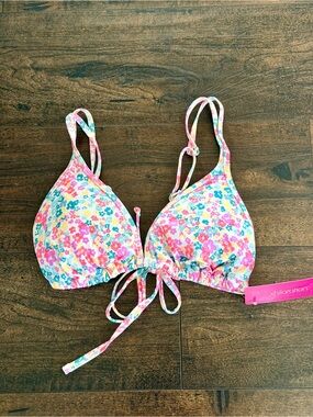 NWT Exhilaration Bright Floral Triangle Bikini Top